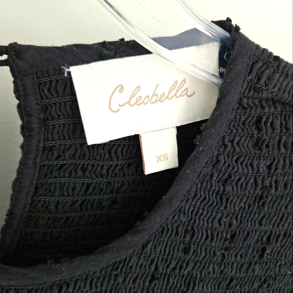 Cleobella Dress Smocked Eyelet black fit and flare Mini